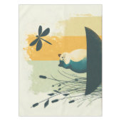 Minimalistische Abstracte Lake Chubby White Cat Ca Tafelkleed (Voorkant)