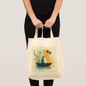 Minimalistische Abstracte Lake Chubby White Cat Ca Tote Bag (Voorkant (product))