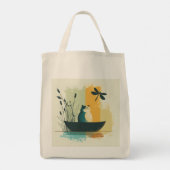 Minimalistische Abstracte Lake Chubby White Cat Ca Tote Bag (Achterkant)