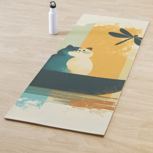 Minimalistische Abstracte Lake Chubby White Cat Ca Yogamat (In situ)