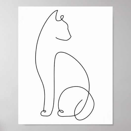 Minimalistische Abstracte lijn art cat Poster (Voorkant)