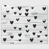 Minimalistische abstracte lijn liefde zwart cadeaupapier (Vlak)