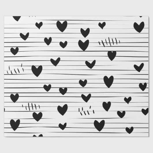 Minimalistische abstracte lijn liefde zwart cadeaupapier (Vlak)