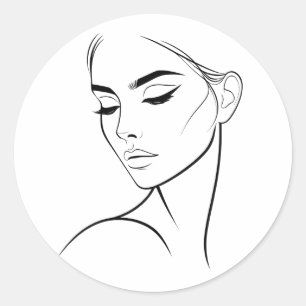 Minimalistische abstracte lijn vrouwelijke estheti ronde sticker