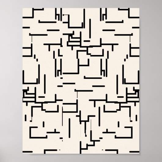 Minimalistische Abstracte lijnen Crème Wit Poster (Voorkant)