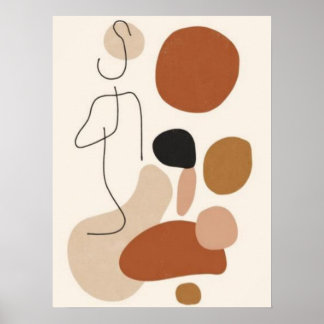 Minimalistische Abstracte Lijnkunst Muurprint | Or Poster