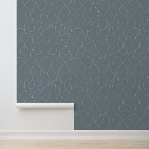 Minimalistische Abstracte lijnkunst op grijs Behang