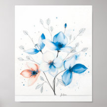 Minimalistische Abstracte Lijnkunstposter met Bloe