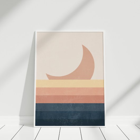 Minimalistische Abstracte maan en oceaan Poster