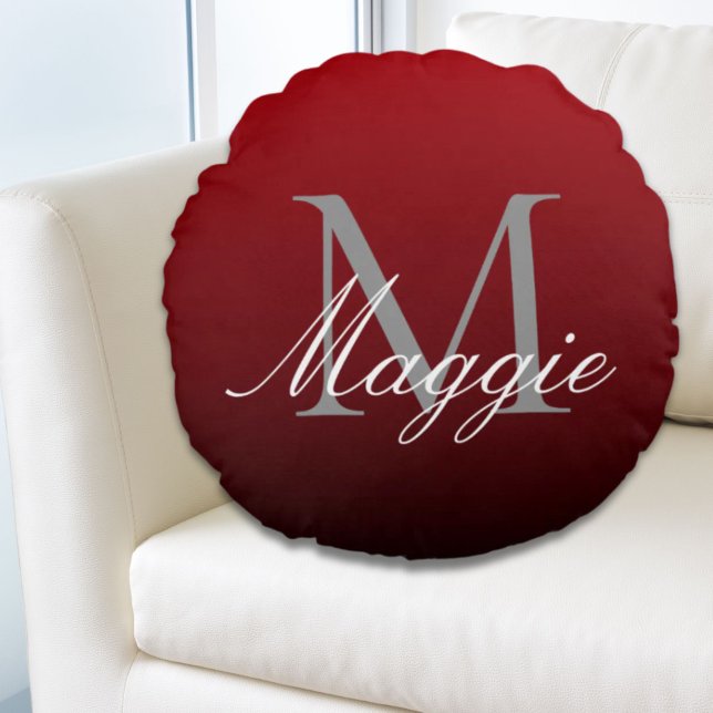 minimalistische abstracte marsala rode bogundy mar rond kussen (minimalist abstract marsala red burgundy maroon round pillow)