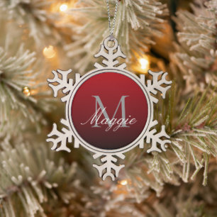 minimalistische abstracte marsala rode bogundy mar tin sneeuwvlok ornament