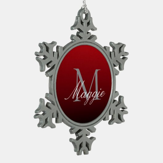 minimalistische abstracte marsala rode bogundy mar tin sneeuwvlok ornament (Links)