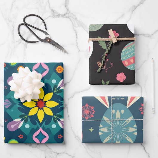 Minimalistische Abstracte Paaseierverpakking Inpakpapier Vel (Voorkant)