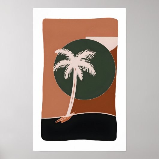 Minimalistische Abstracte palmboom in aardtonen Poster (Voorkant)