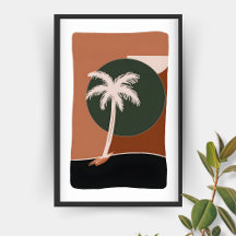 Minimalistische Abstracte palmboom in aardtonen