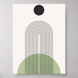 Minimalistische Abstracte print met boog en zon