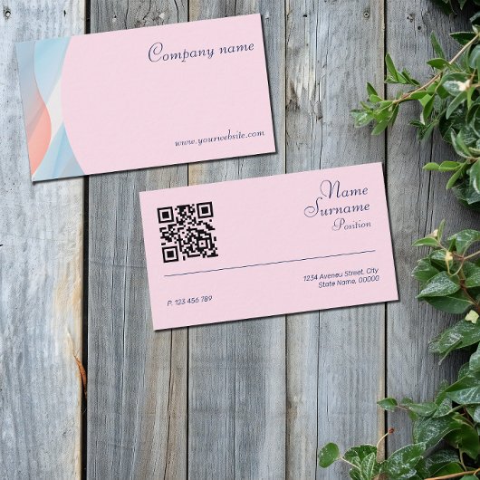 Minimalistische abstracte QR-code pastel Visitekaa Visitekaartje