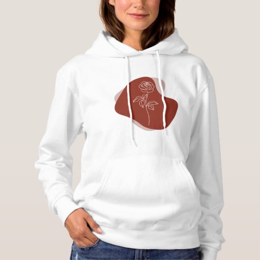 Minimalistische Abstracte Roos Lijnkunst Hoodie (Voorkant)