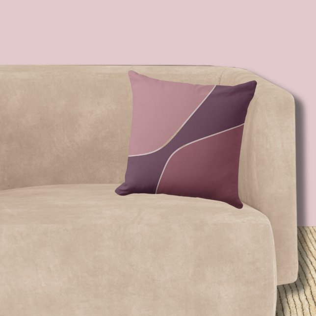 Minimalistische Abstracte roze kwartvormen Kussen (Organic Shaped Pattern Dark Pink Pillow)