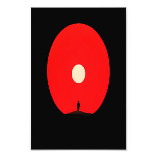 Minimalistische Abstracte Sunset Silhouette Art Foto Afdruk