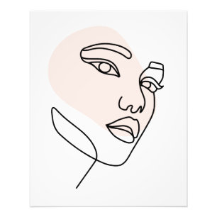 Minimalistische Abstracte Vrouw Gezicht Lijn Kunst Foto Afdruk
