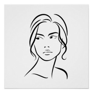 Minimalistische Abstracte Vrouw Gezichtslijn Kunst Perfect Poster