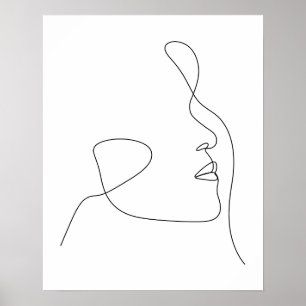 Minimalistische Abstracte Vrouw Gezichtslijn Kunst Poster