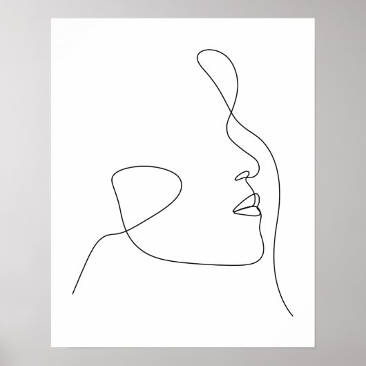 Minimalistische Abstracte Vrouw Gezichtslijn Kunst Poster (Voorkant)