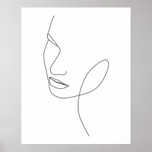 Minimalistische Abstracte Vrouw Gezichtslijn Kunst Poster