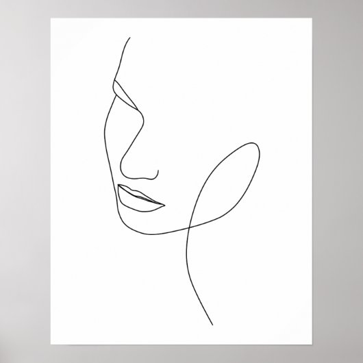 Minimalistische Abstracte Vrouw Gezichtslijn Kunst Poster (Voorkant)