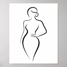 Minimalistische abstracte vrouw lijnenkunst silhou