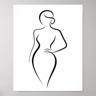Minimalistische abstracte vrouw lijnenkunst silhou poster