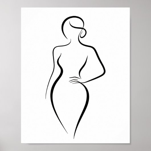 Minimalistische abstracte vrouw lijnenkunst silhou poster (Voorkant)