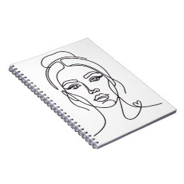 Minimalistische abstracte vrouwen gezicht lijn kun notitieboek