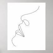 Minimalistische Abstracte Vrouwen Gezicht Line Art Poster (Voorkant)