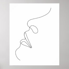 Minimalistische Abstracte Vrouwen Gezicht Line Art Poster