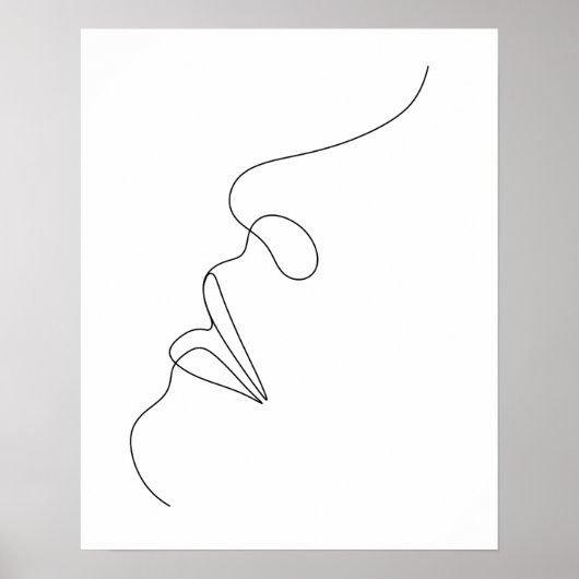 Minimalistische Abstracte Vrouwen Gezicht Line Art Poster (Voorkant)