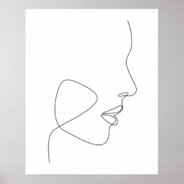 Minimalistische Abstracte Vrouwen Gezicht Line Art Poster