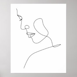 Minimalistische Abstracte Vrouwen Gezicht Line Art Poster