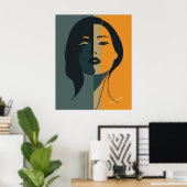 Minimalistische Abstracte Vrouwen Gezicht – Modern Poster (Thuiskantoor)