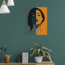 Minimalistische Abstracte Vrouwen Gezicht – Modern