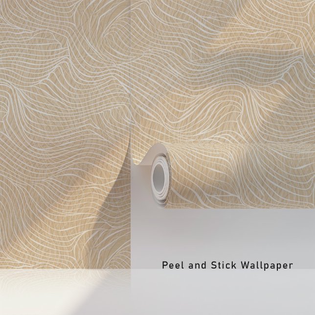 Minimalistische Abstracte Waves Beige & Wit Behang (Creator heeft geüpload)