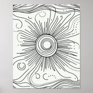 Minimalistische Abstracte Zon Kunst Poster
