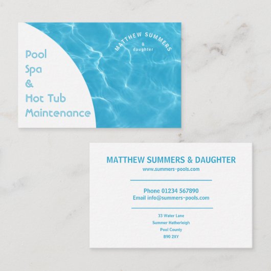 Minimalistische Abstracte Zwembad Water Ripples UK Visitekaartje (Voorkant / Achterkant)