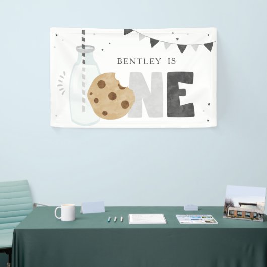 Minimalistische achtergrond voor melk en koekjes spandoek (Beurs)