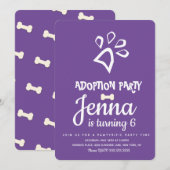 Minimalistische adoptie Pet Dog Birthday Party Paa Kaart (Voorkant / Achterkant)