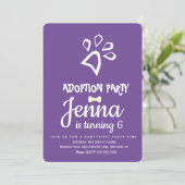 Minimalistische adoptie Pet Dog Birthday Party Paa Kaart (Staand voorkant)