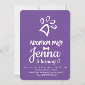 Minimalistische adoptie Pet Dog Birthday Party Paa Kaart (Voorkant)