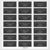 Minimalistische Adresetiketten voor zwarte bruilof Sticker (Vel)