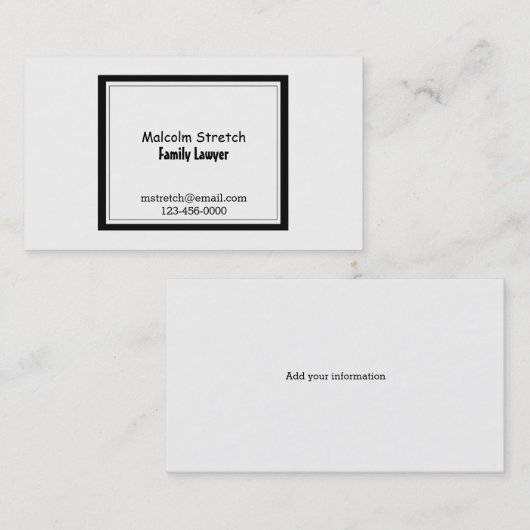Minimalistische advocaat uit de zwarte en witte fa visitekaartje (Voorkant / Achterkant)
